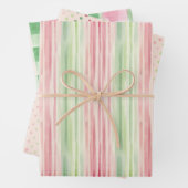 Moderne, einfache Rosa und grüne Farbe Geschenkpapier Set (Beispiel)