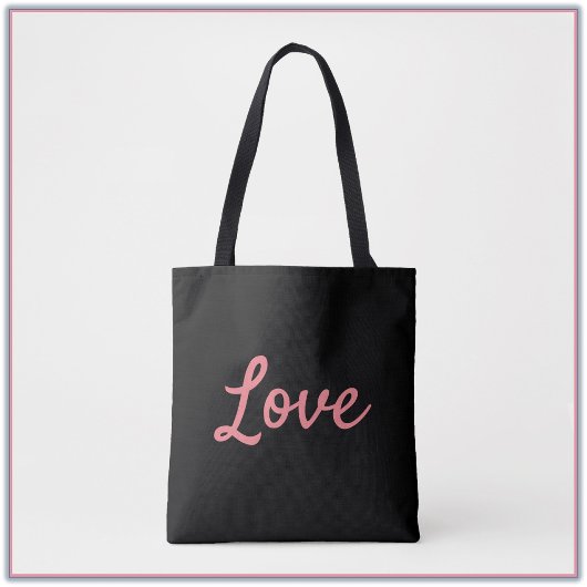Moderne, einfache rosa und schwarze Liebe Tasche