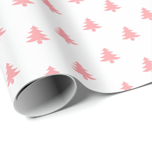 Moderne, einfache, rosa Weihnachtsbäume auf Weiß Geschenkpapier (Rolleneckpunkt)
