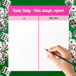 Moderne, einfache rosa, weiße Bunco-Tal Notizblock<br><div class="desc">Mit diesem rosa-weißen Bunco-Tischblatt können Sie Ihren Spielabend mit Stil und Spaß bereichern. Es ist für Bunco-Spieler konzipiert und leicht zu lesen,  zu bewerten und behalte das organisierte Spiel. Das komische Bunco Sprichwort "Win,  Laugh,  Repeat" behalte das Stimmungslicht und die Wettbewerbfreundlichkeit. Ideal für Damen-Bunco-Nacht,  Party und Game-Liebhaber.</div>