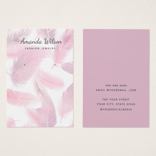 Moderne, einfache rosafarbene Schmuckkarte mit Ohr (Vorne & Hinten)