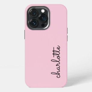 Moderne einfache rosafarbene Schrift Monogramm iPhone 13 Pro Hülle