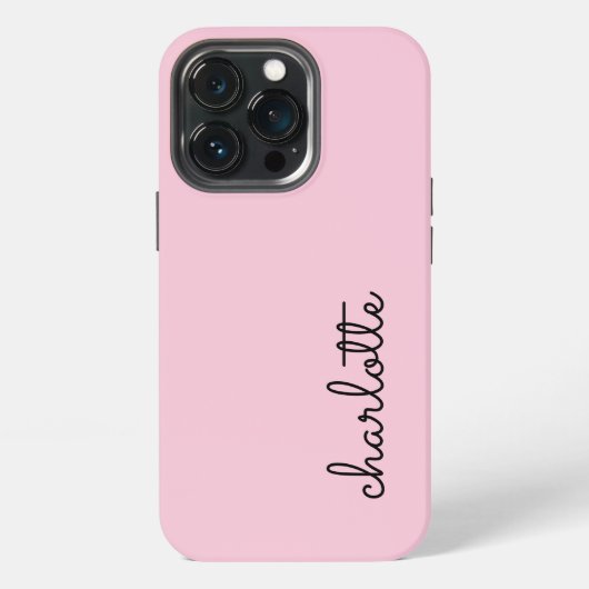 Moderne einfache rosafarbene Schrift Monogramm iPhone Hülle (Hinten)