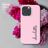 Moderne einfache rosafarbene Schrift Monogramm iPhone Hülle