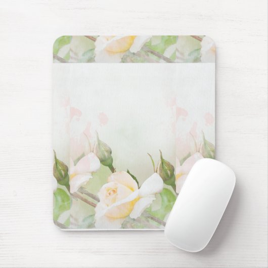 Moderne einfache Rose Aquarell  Mousepad (Mit Mouse)