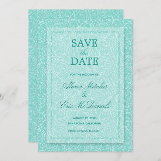Moderne einfache Rose Blumenhochzeit Save The Date (Vorne/Hinten)