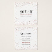 Moderne, einfache Rose Gold Glitzer Discount Card (Vorne & Hinten)
