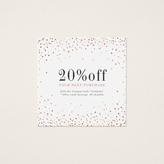 Moderne, einfache Rose Gold Glitzer Discount Card (Vorderseite)
