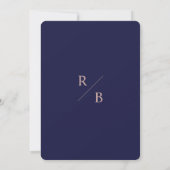 Moderne, einfache Rose Gold Navy Blue Arch Wedding Einladung (Rückseite)