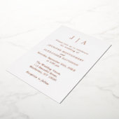 Moderne, einfache Rose Gold und White Monogram Wed Folieneinladung (Gedreht)