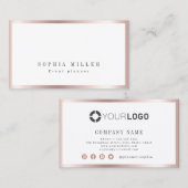 Moderne, einfache Rose Goldgrenze beruflich Visitenkarte (Vorne/Hinten)