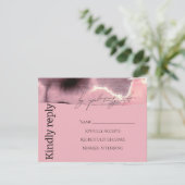 Moderne, einfache Rose und Schwarz RSVP Karte (Stehend Vorderseite)