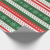 Moderne einfache Rot- und Grünstreifen Weihnachten Geschenkpapier (Ecke)