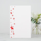 Moderne einfache rote Elch-Schneeflocken Briefpapier (Stehend Vorderseite)