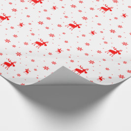 Moderne einfache rote Elch-Schneeflocken Geschenkpapier
