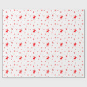 Moderne einfache rote Elch-Schneeflocken Geschenkpapier (Flach)
