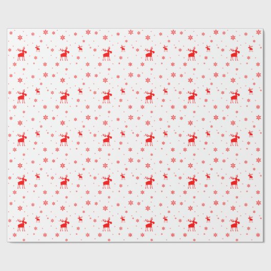 Moderne einfache rote Elch-Schneeflocken Geschenkpapier (Flach)
