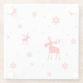 Moderne einfache rote Elch-Schneeflocken Glasuntersetzer (Rückseite)