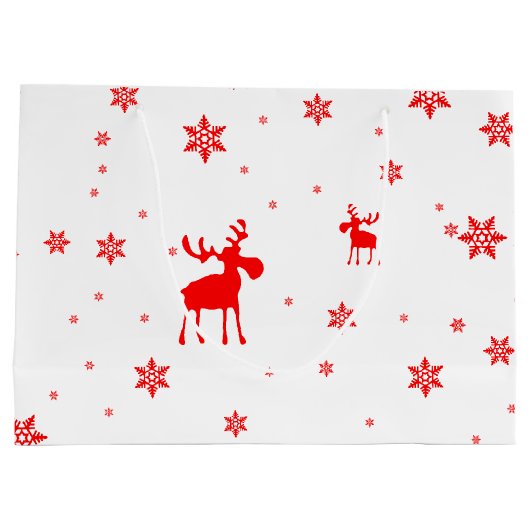 Moderne einfache rote Elch-Schneeflocken Große Geschenktüte (Rückseite)