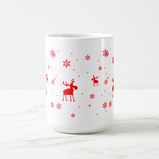 Moderne einfache rote Elch-Schneeflocken Kaffeetasse (Mittel)