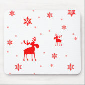 Moderne einfache rote Elch-Schneeflocken Mousepad (Vorne)