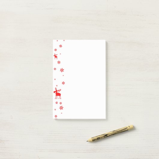 Moderne einfache rote Elch-Schneeflocken Post-it Klebezettel (Auf Schreibtisch)