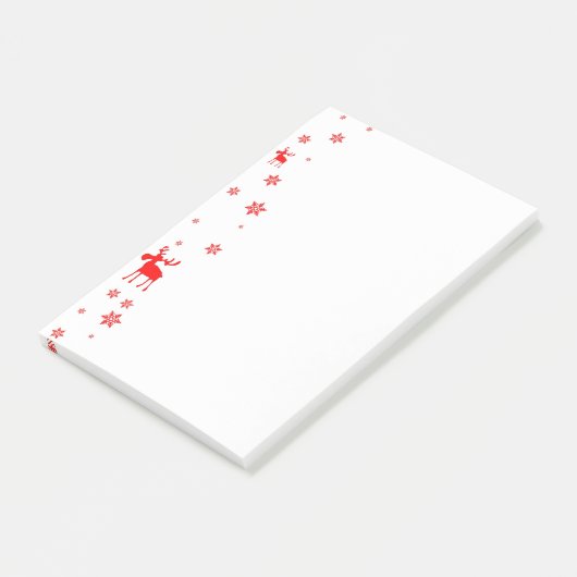 Moderne einfache rote Elch-Schneeflocken Post-it Klebezettel (angewinkelt)