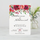 Moderne Einfache Rote Rose Hochzeitseinladung Einladung (Stehend Vorderseite)