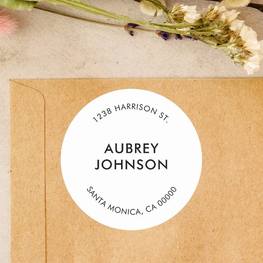 Moderne, einfache Rücksendeadresse Runder Aufkleber
