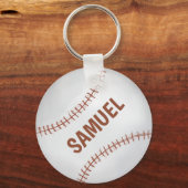 Moderne, einfache rustikale Baseball-Sportart Schlüsselanhänger (Vorderseite)