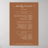 Moderne einfache Salon-Preisliste Poster (Vorne)