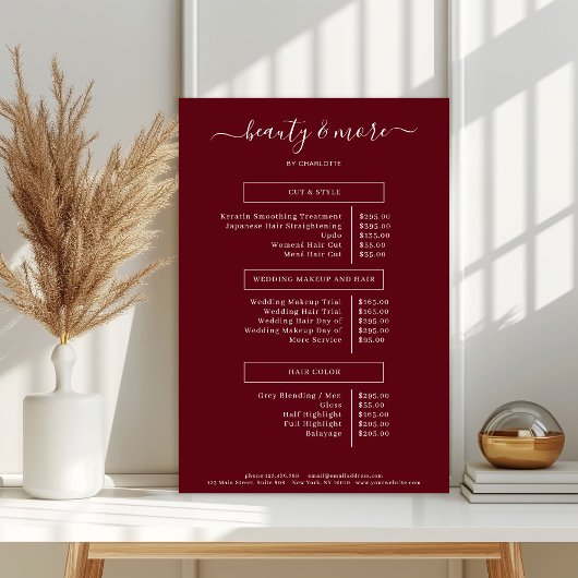 Moderne einfache Salon-Preisliste Poster