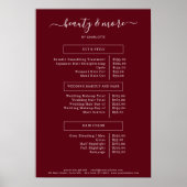 Moderne einfache Salon-Preisliste Poster (Vorne)