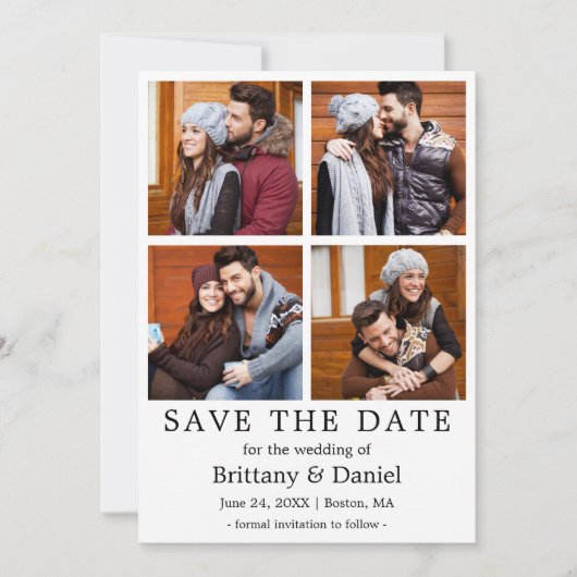 Moderne Einfache Save the Date 4-Fotokarte (Vorderseite)