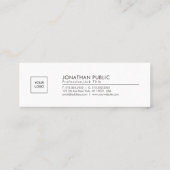 Moderne einfache Schablone Upload Your Logo Mini Visitenkarte (Rückseite)