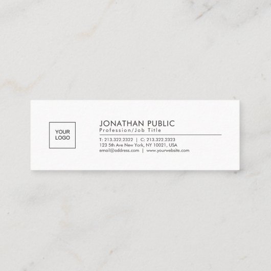 Moderne einfache Schablone Upload Your Logo Mini Visitenkarte (Rückseite)