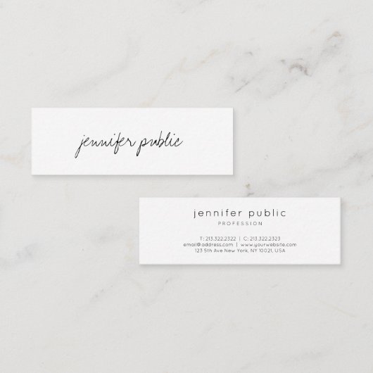 Moderne einfache Schablonen-elegantes Mini Visitenkarte (Vorne/Hinten)