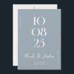 Moderne einfache, schicke, dusty Blue Wedding Save The Date<br><div class="desc">Moderne Hochzeiten sichern das Datum mit elegantem Design und minimalistischem Stil.</div>