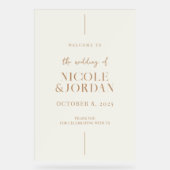 Moderne, einfache schicke Elfenbein und Tan Weddin Acrylschild (Vorderseite)