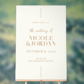 Moderne, einfache schicke Elfenbein und Tan Weddin Acrylschild (Neutral)