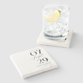 Moderne, einfache, schicke Hochzeit retten das Dat Steinuntersetzer (Seitenansicht)