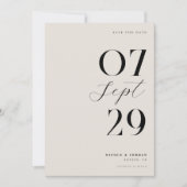 Moderne einfache, schicke Schwarz und Elfenbeinhoc Save The Date (Vorderseite)