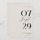 Moderne einfache, schicke Schwarz und Elfenbeinhoc Save The Date (Vorne/Hinten)