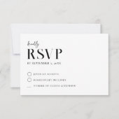 Moderne einfache, schicke Schwarz-Weiß-Hochzeit RSVP Karte (Vorderseite)
