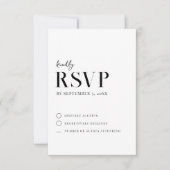 Moderne einfache, schicke Schwarz-Weiß-Hochzeit RSVP Karte (Vorderseite)