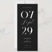 Moderne einfache, schicke Schwarz-Weiß-Hochzeit Save The Date (Vorderseite)