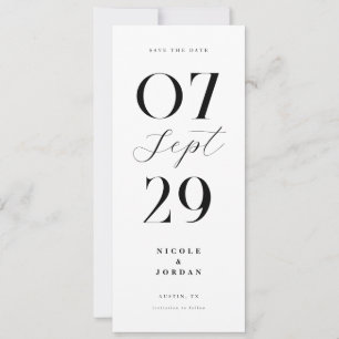 Moderne einfache, schicke Schwarz-Weiß-Hochzeit Save The Date