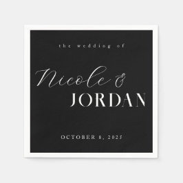 Moderne einfache, schicke Schwarz-Weiß-Hochzeit Serviette