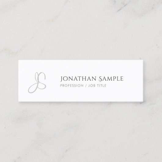 Moderne, einfache, schicke, trendige Monogram-Vorl Mini Visitenkarte (Vorderseite)