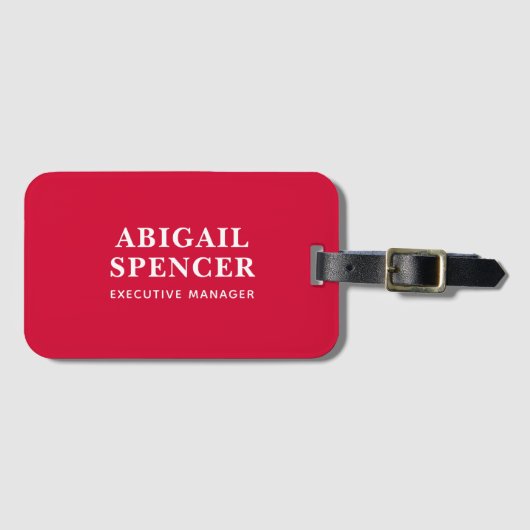 Moderne einfache Schlichte Kirschrote Professional Gepäckanhänger (Vorderseite (Horizontal))
